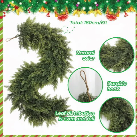 🎅HOT SALE 49% OFF💥2025 Premium Christmas Artificial Cedar Garland🎄 (6 FT / 1.8 M)