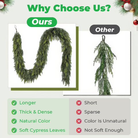🎅HOT SALE 49% OFF💥2025 Premium Christmas Artificial Cedar Garland🎄 (6 FT / 1.8 M)